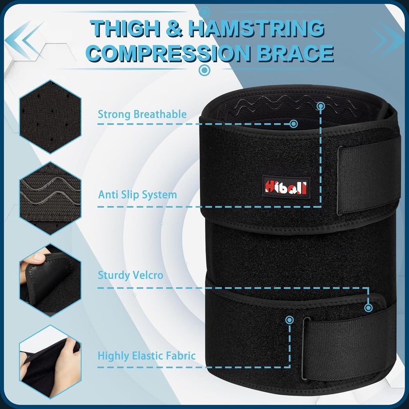 Hiball Adjustable Thigh Brace, Hamstring Compression Wrap, Thigh Compression Sleeve, Quad and Upper Leg Brace for Men & Women - Image 4
